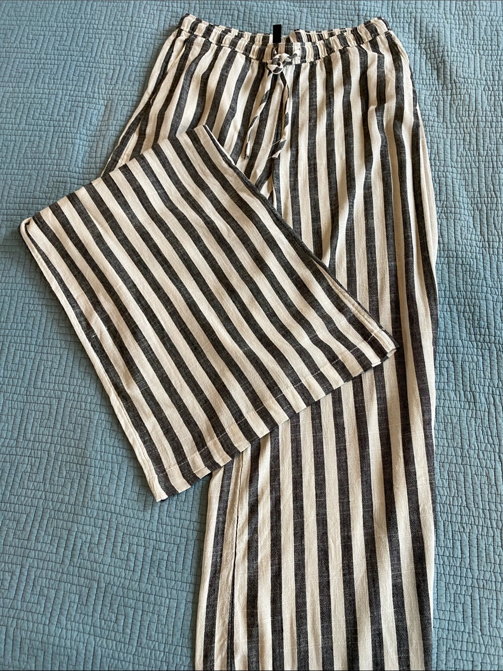 Divided Black and White Vertical Stripe Joggers